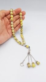 Green Mahakoni Stone Prayer Beads Tasbih Stone Misbaha Rosary Tasbeeh 33 Beads with Wooden gift box - Image 2