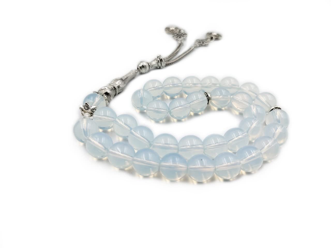 opalite_10mm_tasbih_33beads_1 Islamic Prayer Opalite tasbih 33 BeadsTasbih, Misbaha Tasbeeh, Size 10 mm, (33 Beads) - Image 1