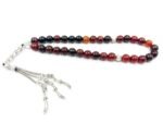 Natural Red Agate Stone Prayer 33 Beads Tasbih | Natural Stone Misbaha for Unisex Adults | For Peaceful Meditation and Positive Energy | Bead Size : 10 mm | Pack of 1