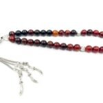 Natural Red Agate Stone Prayer 33 Beads Tasbih | Natural Stone Misbaha for Unisex Adults | For Peaceful Meditation and Positive Energy | Bead Size : 10 mm | Pack of 1