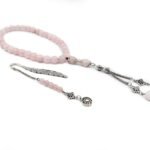 Natural Rose Quartz Islamic Prayer Beads - Wooden Gift Box