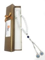 Natural Selenite With Evil Eye Charm Beads Tasbeeh Misbaha - Image 2