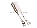 Islamic Prayer Beads Tasbih Rose Quartz Tiger Eye Stone Misbaha Rosary Tasbeeh Counter 33 Beads Men & Womens Tasbih Prayer Beads, Couple Gifts, Bead Size 10 mm, Wooden Gift Box - Image 2