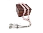 Islamic Prayer Beads Tasbih Rose Quartz Tiger Eye Stone Misbaha Rosary Tasbeeh Counter 33 Beads Men & Womens Tasbih Prayer Beads, Couple Gifts, Bead Size 10 mm, Wooden Gift Box - Image 3