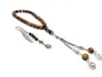 Natural Tiger Eye Tasbeeh and Bookmark with Wooden Gift Box