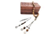 Natural Tiger Eye Tasbeeh and Bookmark with Wooden Gift Box - Image 5