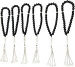 Black Tourmaline Stone Islamic Prayer Beads Set | 33 Beads 8mm Tasbih Misbaha Rosary, Set of 6 | Healing Crystals for Protection & Positive Energy | Thoughtful Gift for Men & Women
