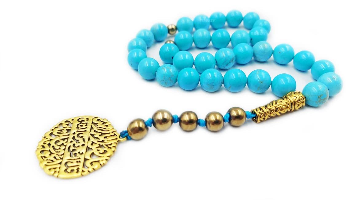 turquoise_tasbih_33beads_1 Turquoise Tasbih Islamic Religion Tasbeeh Beautiful Misbaha Beads Tasbih For Prayer (33 Beads) - Image 1