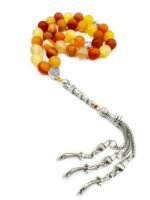 Natural Yellow Agate Matte Finish Stone Beads Tasbeeh 33 Beads - Image 2