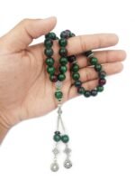 Ruby Zoisite Stone Prayer Beads Tasbih Stone Misbaha Rosary Tasbeeh 33 Beads with Wooden gift box - Image 3