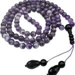 REBUY Natural Indian Agate Handmade Prayer Beads – 99 Beads Islamic Tasbih Rosary for Daily Dhikr & Meditation