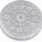REBUY Natural 3-Inch Selenite Crystal Charging Plate with Engraved 7-Chakra Symbols
