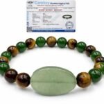 REBUY Natural 8mm Money Magnet Bracelet with Tiger’s Eye, Green Jade & Green Aventurine for Wealth, Luck & Protection