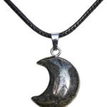 REBUY Natural Pyrite Stone Crescent Moon Pendant for Wealth, Prosperity & Protection (Pack of 1)