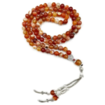 REBUY Natural Red Agate 99-Bead Islamic Prayer Tasbih Handcrafted Misbaha with Tassel & Gift Box