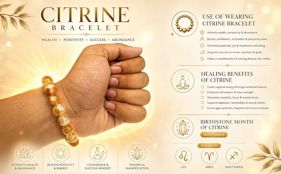 About REBUY Natural Citrine Bracelet use of wearing and healing benefits