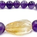 CrystalSouq Amethyst & Citrine Healing Gemstone Bracelet for Abundance & Intuition