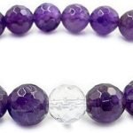 CrystalSouq Amethyst & Clear Quartz Diamond Cut Gemstone Bracelet for Clarity & Amplification