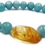 CrystalSouq Aquamarine & Citrine Healing Gemstone Bracelet for Courage & Communication
