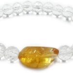 CrystalSouq Clear Quartz & Citrine Healing Gemstone Bracelet for Clarity & Amplification