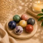 CrystalSouq Natural 7 Chakra Crystal Healing Stone Sphere Set
