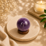 CrystalSouq Natural Amethyst 30mm Crystal Sphere for Healing & Protection