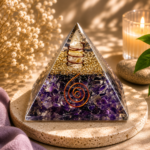 CrystalSouq Natural Amethyst 60-70mm Orgonite Pyramid for Protection & Calm