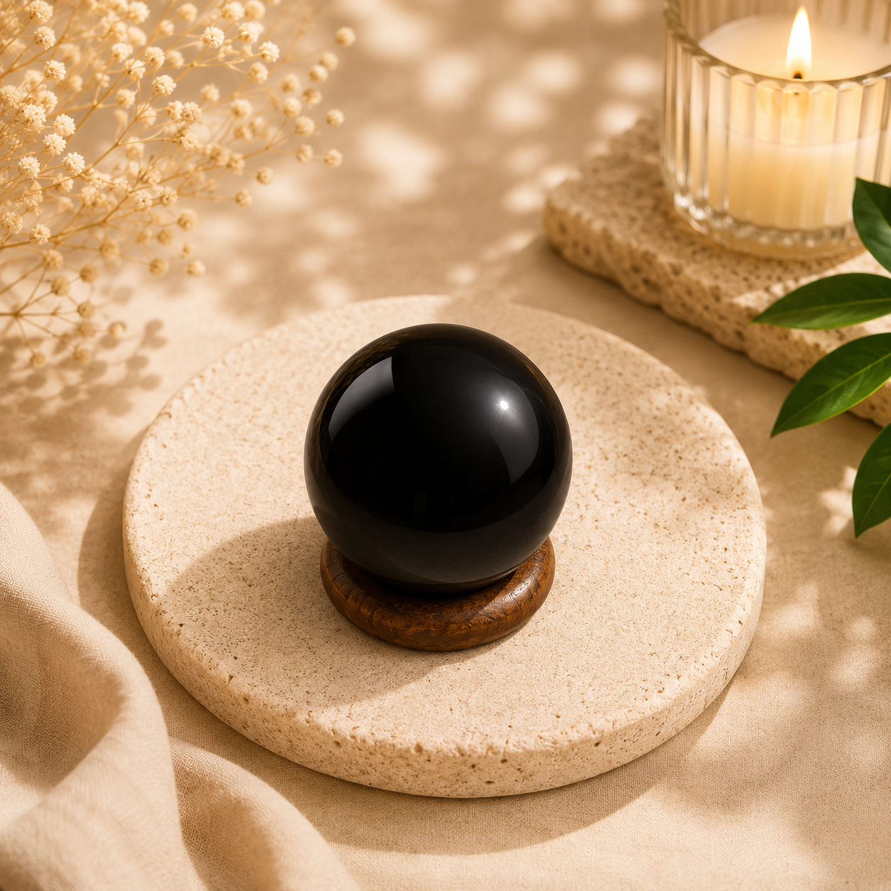 CrystalSouq Natural Black Onyx 30mm Crystal Sphere with Display Base CrystalSouq Natural Black Onyx 30mm Crystal Sphere with Display Base - Image 1
