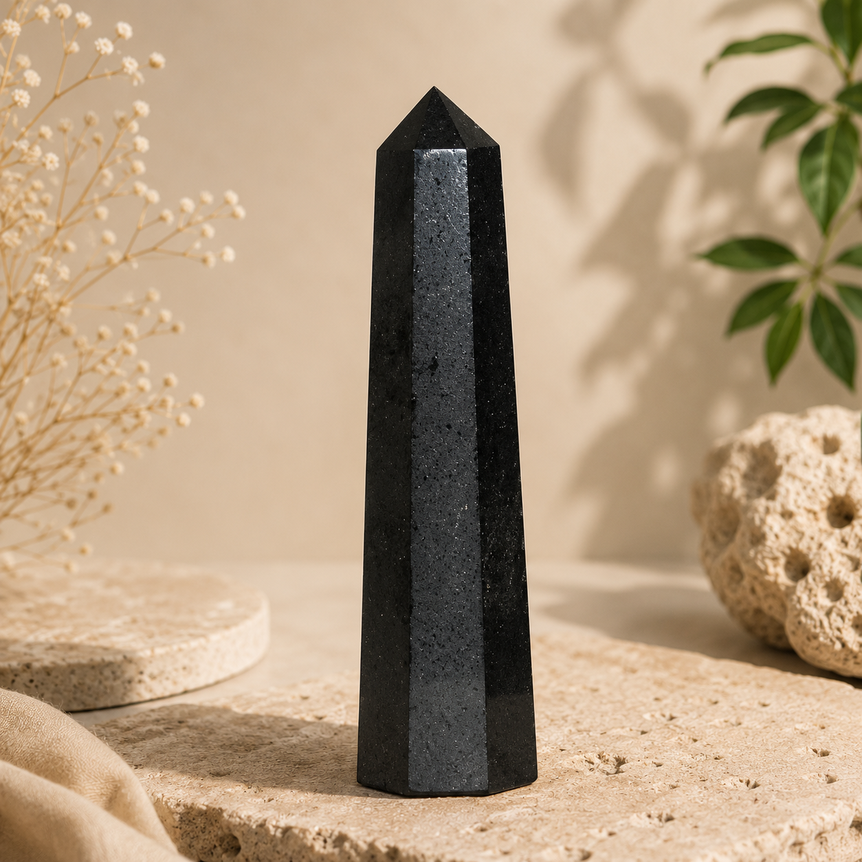 CrystalSouq Natural Black Tourmaline Healing Crystal Wand CrystalSouq Natural Black Tourmaline Healing Crystal Wand - Image 1