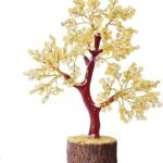 CrystalSouq Natural Citrine Gemstone Tree for Wealth, Feng Shui & Office Decor (300 Beads)