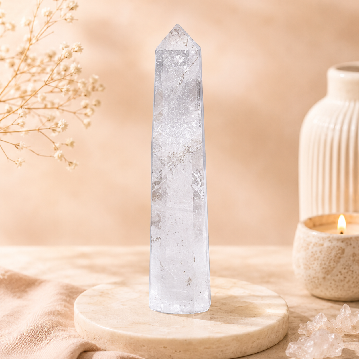 CrystalSouq Natural Clear Quartz 6-Sided Healing Crystal Wand CrystalSouq Natural Clear Quartz 6-Sided Healing Crystal Wand - Image 1