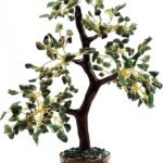 CrystalSouq Natural Dark Green Jade Gemstone Tree for Wealth & Heart Chakra (300 Beads / 10-12 Inch)