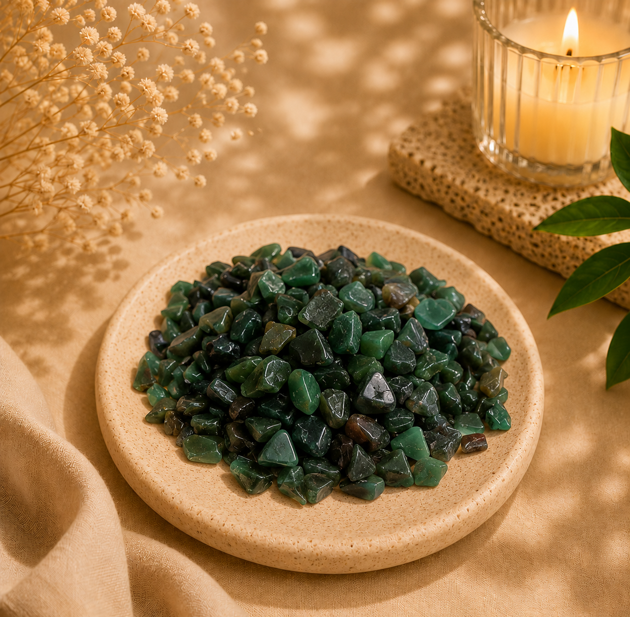 CrystalSouq Natural Green Jade Gemstone Chips (100g) for Healing & Decor CrystalSouq Natural Green Jade Gemstone Chips (100g) for Healing & Decor - Image 1