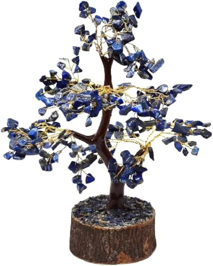 CrystalSouq Natural Lapis Lazuli Gemstone Tree for Wisdom, Communication & Focus - 1 CrystalSouq Natural Lapis Lazuli Gemstone Tree for Wisdom, Communication & Focus (300 Beads / 10-12 Inch) - Image 1