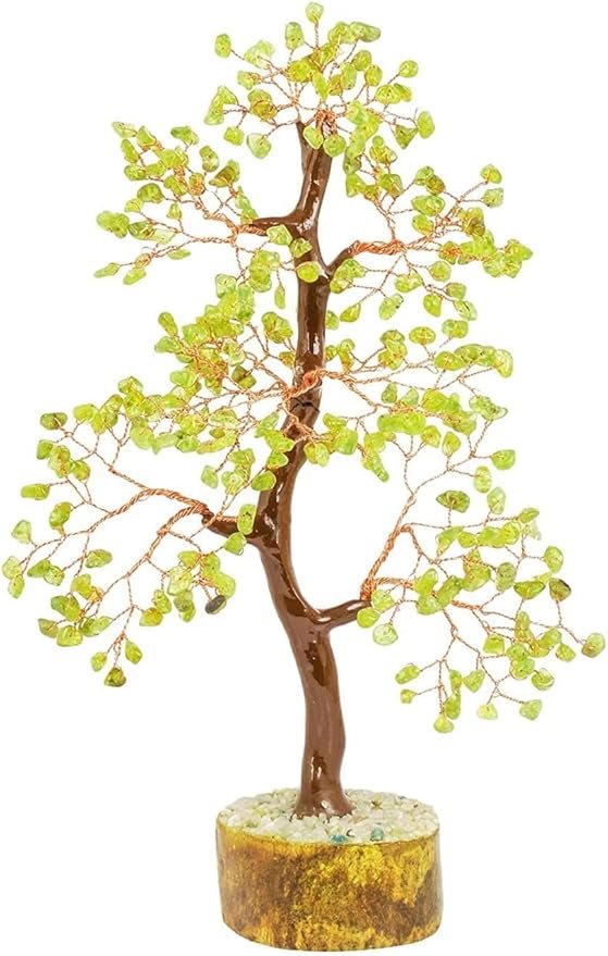 CrystalSouq Natural Peridot Gemstone Tree for Renewal, Wealth & Abundance - 1 CrystalSouq Natural Peridot Gemstone Tree for Renewal, Wealth & Abundance (300 Beads / 10-12 Inch) - Image 1