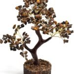 CrystalSouq Natural Tiger Eye Gemstone Tree for Courage, Focus & Protection (300 Beads / 10-12 Inch)