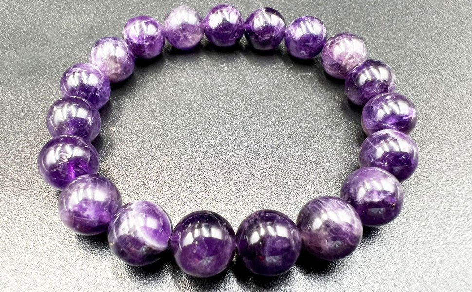 Polished Purple Amethyst Beads Strung on Stretchable Comfort Band