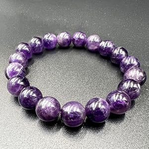 REBUY Unisex Purple Amethyst Elastic Stretch Bracelet on Wrist