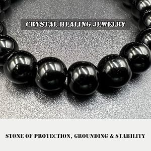Premium 10mm Smooth Round Black Tourmaline Beads Close Up