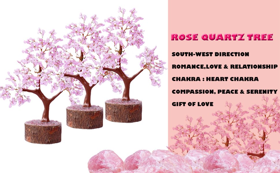 Natural Rose Quartz Gemstone Tree Banner