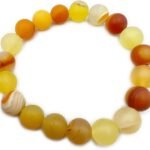 REBUY Matte Banded Yellow Agate 10mm Crystal Bracelet