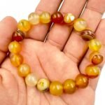 REBUY Natural Amber Stripe Agate 10mm Crystal Bracelet