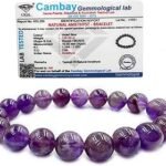 REBUY Natural Amethyst Healing Crystal Bracelet – Lab Certified 10mm Polished Purple Gemstone Beads Stretch Bracelet for Men & Women (Pack of 1)