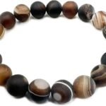 REBUY Natural Banded Agate 10mm Crystal Healing Bracelet
