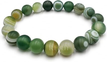 REBUY Natural Green Agate 10mm Crystal Bracelet