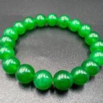 REBUY Natural Green Jade Healing Crystal Bracelet – Certified 10mm Polished Beads Stretch Bracelet for Men & Women (Pack of 1)