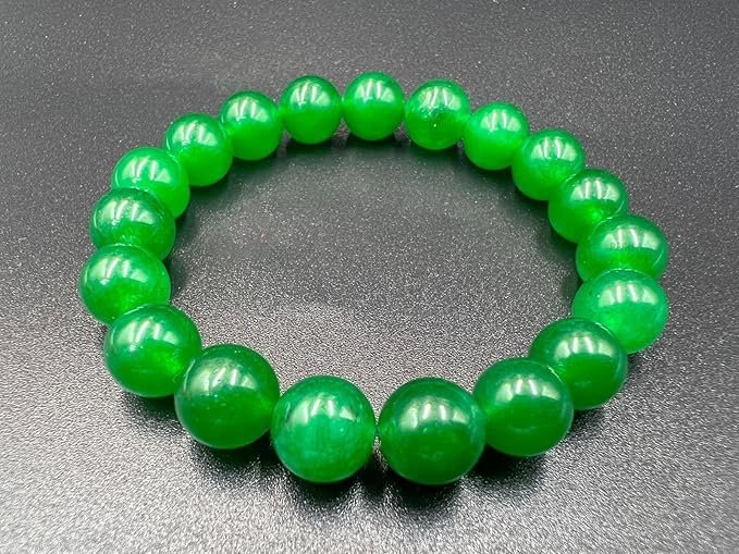 REBUY Natural Green Jade Healing Crystal Bracelet – Certified 10mm Polished Beads Stretch Bracelet for Men & Women (Pack of 1)-2 REBUY Natural Green Jade Healing Crystal Bracelet – Certified 10mm Polished Beads Stretch Bracelet for Men & Women (Pack of 1) - Image 1