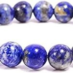 REBUY Natural Lapis Lazuli Healing Crystal Bracelet – Certified 10mm Polished Deep Blue Gemstone Beads Stretch Bracelet for Men & Women (Pack of 1)