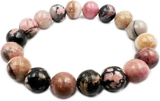 REBUY Natural Rhodonite 10mm Crystal Heart Chakra Bracelet - 1 REBUY Natural Rhodonite 10mm Crystal Heart Chakra Bracelet - Image 1