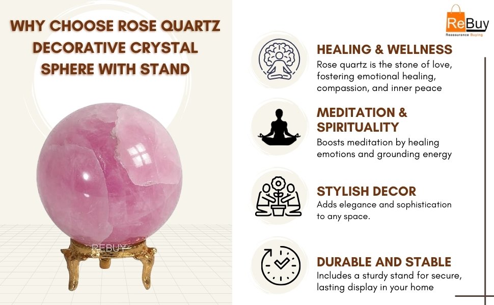 Sophisticated Polished Finish and Light Pink Hues of Rose Quartz Sphere